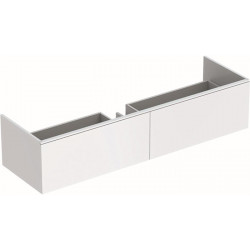 Meuble bas pour lavabo Geberit Xeno² en matériau minéral,avec deux tiroirs: Largeur 139.5cm, Hauteur 35cm, Profondeur 47.3cm, Blanc / Laqué mat