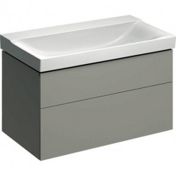 Meuble bas pour lavabo Geberit Xeno²,avec deux tiroirs: Largeur 88cm, Hauteur 53cm, Profondeur 46.2cm, Greige / Laqué mat