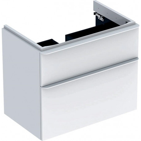 Meuble bas Geberit Smyle Square pour lavabo,avec deux tiroirs: Largeur 73.4cm, Hauteur 61.7cm, Profondeur 47cm, blanc / laqué très brillant, blanc alpin / thermopoudré mat