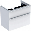 Meuble bas Geberit Smyle Square pour lavabo,avec deux tiroirs: Largeur 73.4cm, Hauteur 61.7cm, Profondeur 47cm, blanc / laqué très brillant, blanc alpin / thermopoudré mat
