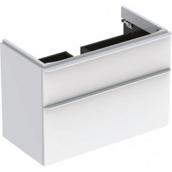 Meuble bas Geberit Smyle Square pour lavabo,avec deux tiroirs: Largeur 88.4cm, Hauteur 61.7cm, Profondeur 47cm, blanc / laqué très brillant, blanc alpin / thermopoudré mat