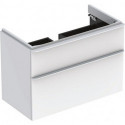Meuble bas Geberit Smyle Square pour lavabo,avec deux tiroirs: Largeur 88.4cm, Hauteur 61.7cm, Profondeur 47cm, blanc / laqué très brillant, blanc alpin / thermopoudré mat