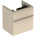 Meuble bas Geberit Smyle Square pour lavabo,avec deux tiroirs: Largeur 58.4cm, Hauteur 61.7cm, Profondeur 47cm, sable gris/laqué très brillant, sable gris / thermopoudré mat