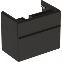 Meuble bas Geberit Smyle Square pour lavabo,avec deux tiroirs: Largeur 73.4cm, Hauteur 61.7cm, Profondeur 47cm, gris velouté / laqué mat, gris velouté / thermopoudré mat