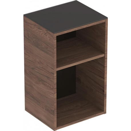 Meuble latéral bas Geberit Smyle Square, sans porte: Largeur 36cm, Hauteur 60cm, Profondeur 29.9cm, Noyer Carya / Mélamine structuré bois