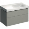 Meuble bas pour lavabo Geberit Xeno²avec plage de dépose,avec deux tiroirs: Largeur 88cm, Hauteur 53cm, Profondeur 46.2cm, Greige / Laqué mat, Largeur de lavabo:90cm