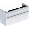 Meuble bas Geberit Smyle Square pour lavabo double,avec deux tiroirs: Largeur 118.4cm, Hauteur 61.7cm, Profondeur 47cm, blanc / laqué très brillant, blanc alpin / thermopoudré mat