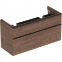Meuble bas Geberit Smyle Square pour lavabo double,avec deux tiroirs: Largeur 118.4cm, Hauteur 61.7cm, Profondeur 47cm, Noyer Carya/mélamine structuré bois, gris velouté / thermopoudré mat