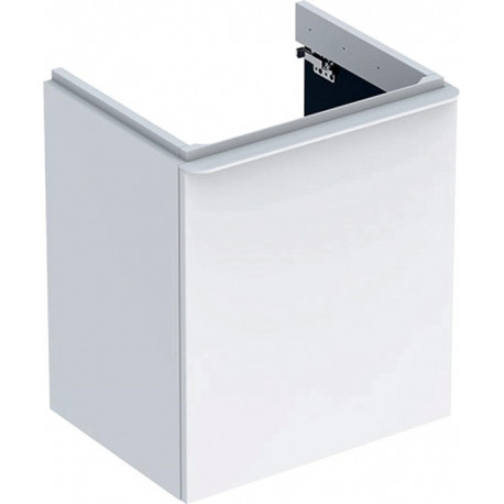 Meuble bas Geberit Smyle Square pour lavabo,avec une porte: Largeur 53.6cm, Hauteur 61.7cm, Profondeur 43.3cm, blanc / laqué très brillant, blanc alpin / thermopoudré mat, Largeur de lavabo:55cm, Charnières à gauche 