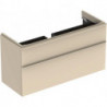 Meuble bas Geberit Smyle Square pour lavabo,avec deux tiroirs: Largeur 118.4cm, Hauteur 61.7cm, Profondeur 47cm, sable gris/laqué très brillant, sable gris / thermopoudré mat