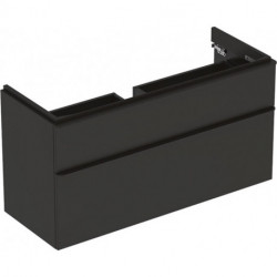 Meuble bas Geberit Smyle Square pour lavabo,avec deux tiroirs: Largeur 118.4cm, Hauteur 61.7cm, Profondeur 47cm, gris velouté / laqué mat, gris velouté / thermopoudré mat