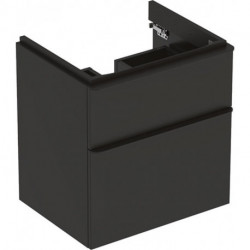 Meuble bas Geberit Smyle Square pour lavabo,avec deux tiroirs: Largeur 58.4cm, Hauteur 61.7cm, Profondeur 47cm, gris velouté / laqué mat, gris velouté / thermopoudré mat