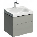 Meuble bas pour lavabo Geberit Xeno²,avec deux tiroirs: Largeur 58cm, Hauteur 53cm, Profondeur 46.2cm, Greige / Laqué mat
