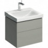 Meuble bas pour lavabo Geberit Xeno²,avec deux tiroirs: Largeur 58cm, Hauteur 53cm, Profondeur 46.2cm, Greige / Laqué mat