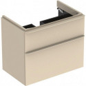 Meuble bas Geberit Smyle Square pour lavabo,avec deux tiroirs: Largeur 73.4cm, Hauteur 61.7cm, Profondeur 47cm, sable gris/laqué très brillant, sable gris / thermopoudré mat