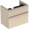 Meuble bas Geberit Smyle Square pour lavabo,avec deux tiroirs: Largeur 73.4cm, Hauteur 61.7cm, Profondeur 47cm, sable gris/laqué très brillant, sable gris / thermopoudré mat