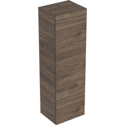 Colonne mi-haute Geberit Smyle Squareavec une porte: Largeur 36cm, Hauteur 118cm, Profondeur 29.9cm, Noyer Carya / Mélamine structuré bois