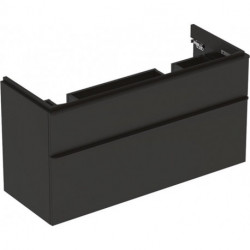 Meuble bas Geberit Smyle Square pour lavabo double,avec deux tiroirs: Largeur 118.4cm, Hauteur 61.7cm, Profondeur 47cm, gris velouté / laqué mat, gris velouté / thermopoudré mat