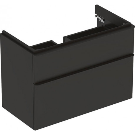 Meuble bas Geberit Smyle Square pour lavabo,avec deux tiroirs: Largeur 88.4cm, Hauteur 61.7cm, Profondeur 47cm, gris velouté / laqué mat, gris velouté / thermopoudré mat