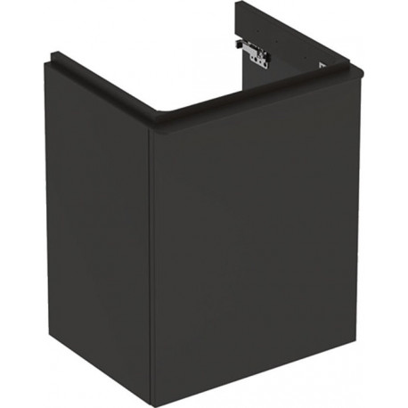 Meuble bas Geberit Smyle Square pour lave-mains,avec une porte: Largeur 49.2cm, Hauteur 61.7cm, Profondeur 40.6cm, gris velouté / laqué mat, gris velouté / thermopoudré mat, Largeur de lavabo:50cm, Charnières à droite 