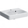 Lave-mains Geberit Smyle Square avec trop-plein asymétrique, Blanc, 45x16x36cm, trou de robinetterie au centre