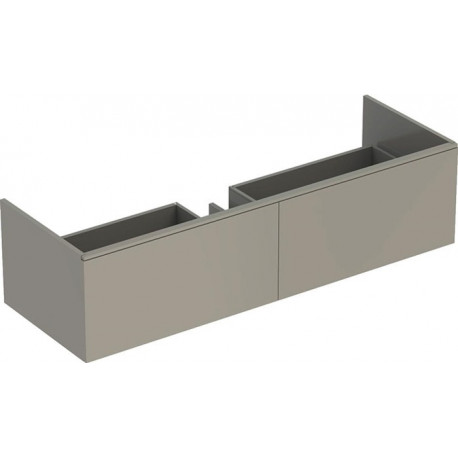 Meuble bas pour lavabo Geberit Xeno² en matériau minéral,avec deux tiroirs: Largeur 139.5cm, Hauteur 35cm, Profondeur 47.3cm, Greige / Laqué mat