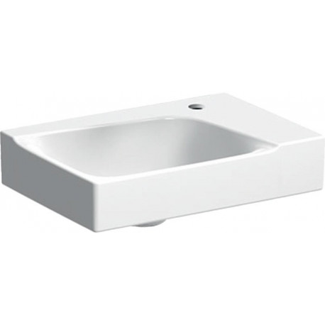 Lave-mains Geberit Xeno², Blanc / KeraTect, 40x12.5x28cm, troude robinetterie à droite, sans trop-plein