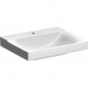 Lavabo Geberit Xeno², 60x48cm, troude robinetterie au centre, sans trop-plein, Blanc, KeraTect