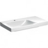 Lavabo Geberit Xeno²avec plage de dépose, 90x48cm, troude robinetterie au centre, sans trop-plein, plage de dépose à droite, Blanc, KeraTect