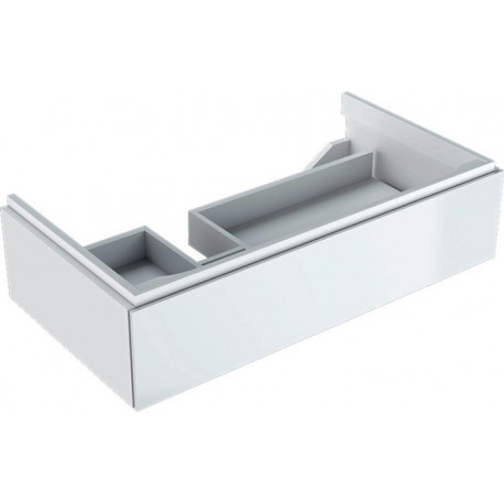 Meuble bas pour lavabo Geberit Xeno²avec plage de dépose,avec un tiroir: Largeur 88cm, Hauteur 22cm, Profondeur 46.2cm, Blanc / Laqué ultra-brillant, Largeur de lavabo:90cm
