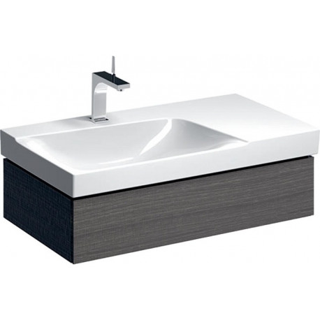 Meuble bas pour lavabo Geberit Xeno²avec plage de dépose,avec un tiroir: Largeur 88cm, Hauteur 22cm, Profondeur 46.2cm, Gris scultura / Mélamine structuré bois, Largeur de lavabo:90cm