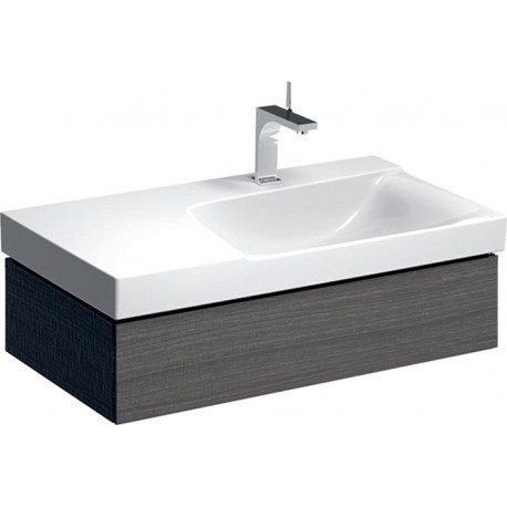 Meuble bas pour lavabo Geberit Xeno²avec plage de dépose,avec un tiroir: Largeur 88cm, Hauteur 22cm, Profondeur 46.2cm, Gris scultura / Mélamine structuré bois, Largeur de lavabo:90cm