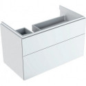 Meuble bas pour lavabo Geberit Xeno²avec plage de dépose,avec deux tiroirs: Largeur 88cm, Hauteur 53cm, Profondeur 46.2cm, Blanc / Laqué ultra-brillant, Largeur de lavabo:90cm