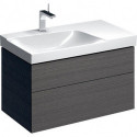 Meuble bas pour lavabo Geberit Xeno²avec plage de dépose,avec deux tiroirs: Largeur 88cm, Hauteur 53cm, Profondeur 46.2cm, Gris scultura / Mélamine structuré bois, Largeur de lavabo:90cm