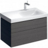 Meuble bas pour lavabo Geberit Xeno²avec plage de dépose,avec deux tiroirs: Largeur 88cm, Hauteur 53cm, Profondeur 46.2cm, Gris scultura / Mélamine structuré bois, Largeur de lavabo:90cm