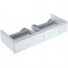Meuble bas pour lavabo Geberit Xeno²,avec deux tiroirs: Largeur 117.4cm, Hauteur 22cm, Profondeur 46.2cm, Blanc / Laqué ultra-brillant