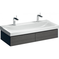 Meuble bas pour lavabo Geberit Xeno²,avec deux tiroirs: Largeur 117.4cm, Hauteur 22cm, Profondeur 46.2cm, Gris scultura / Mélamine structuré bois