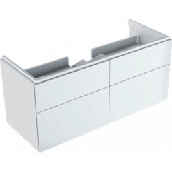 Meuble bas pour lavabo Geberit Xeno²,avec largeur à partir de 120 cm,avec quatre tiroirs: Largeur 117.4cm, Hauteur 53cm, Profondeur 46.2cm, Blanc / Laqué ultra-brillant