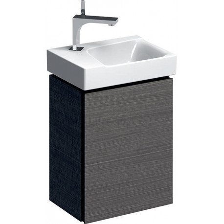Meuble bas pour lave-mains Geberit Xeno²,avec une porte: Largeur 38cm, Hauteur 52.5cm, Profondeur 26.5cm, Gris scultura / Mélamine structuré bois