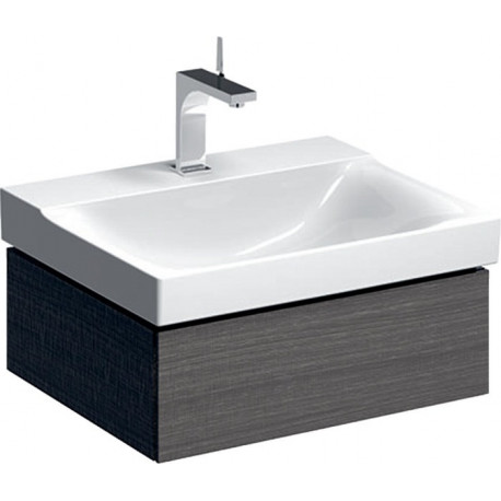 Meuble bas pour lavabo Geberit Xeno²,avec un tiroir: Largeur 58cm, Hauteur 22cm, Profondeur 46.2cm, Gris scultura / Mélamine structuré bois