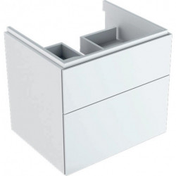 Meuble bas pour lavabo Geberit Xeno²,avec deux tiroirs: Largeur 58cm, Hauteur 53cm, Profondeur 46.2cm, Blanc / Laqué ultra-brillant