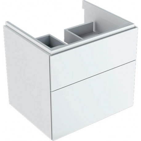 Meuble bas pour lavabo Geberit Xeno²,avec deux tiroirs: Largeur 58cm, Hauteur 53cm, Profondeur 46.2cm, Blanc / Laqué ultra-brillant