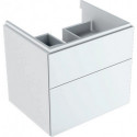 Meuble bas pour lavabo Geberit Xeno²,avec deux tiroirs: Largeur 58cm, Hauteur 53cm, Profondeur 46.2cm, Blanc / Laqué ultra-brillant