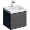 Meuble bas pour lavabo Geberit Xeno²,avec deux tiroirs: Largeur 58cm, Hauteur 53cm, Profondeur 46.2cm, Gris scultura / Mélamine structuré bois