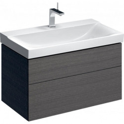 Meuble bas pour lavabo Geberit Xeno²,avec deux tiroirs: Largeur 88cm, Hauteur 53cm, Profondeur 46.2cm, Gris scultura / Mélamine structuré bois