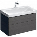 Meuble bas pour lavabo Geberit Xeno²,avec deux tiroirs: Largeur 88cm, Hauteur 53cm, Profondeur 46.2cm, Gris scultura / Mélamine structuré bois