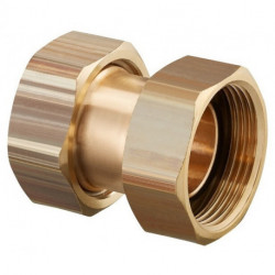 RACCORD DOUBLE EN BRONZE, JOINT PLAT (38mm) FF 1 1/4 x1 1/4