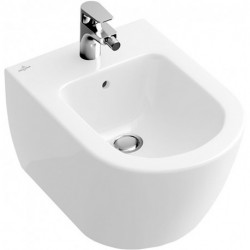 Bidets suspendus, 370 x 565 mm, pour robinetterie monotrou , troude robinetterie percé,avec trop-plein, modèle suspendu, En porcelaine sanitaire Blanc