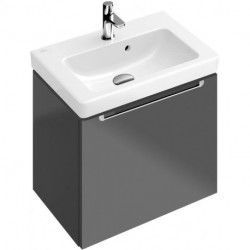 Lave-mains, 450 x 370 mm, Rectangulaire, pour robinetterie monotrou , trou de robinetterie percé, avec trop-plein, En porcelaine sanitaire Blanc