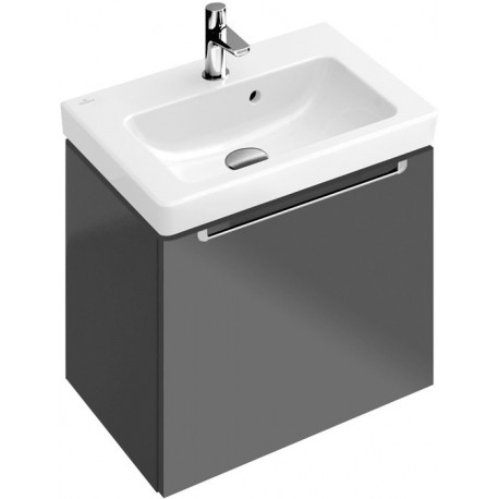 Lave-mains, 450 x 370 mm, Rectangulaire, pour robinetterie monotrou , trou de robinetterie percé, avec trop-plein, En porcelaine sanitaire Blanc